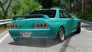 Satisfying Nissan Skyline R32 Drifitng On Touge Roads  BeamNGDrive محاكي الحوادث [upl. by Eicarg]