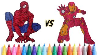 Spiderman vs Ironman  Disegni per bambini da colorare  Avengers [upl. by Namia167]