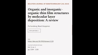 Organic and inorganic–organic thin film structures by molecular layer deposition A r  RTCLTV [upl. by Norahc]