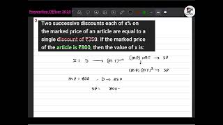 Two successive discounts each of x on the marked price of an article are equal to a single discount [upl. by Rivy]