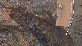 Raw Video Washed Out Road At Oroville Dam [upl. by Asirret467]