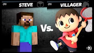 Steve vs Villager LV 9 CPU Battle Super Smash Bros Ultimate [upl. by Mode662]