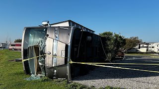 RV blown over in 80 mph wind Watch us flip it over [upl. by Llehcnom]