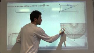 Construire un rectangle connaissant une longueur et la mesure d’un angle [upl. by Lenehc]