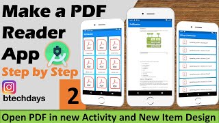 2 PDF Reader App  Open PDF in new Activity and New Item Design  Android Project [upl. by Meill]