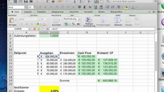 Investitionsrechnung Modifizierter Zinssatz mit Excel [upl. by Jaime350]