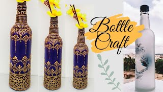 How to paint bottle with 3D Outliner  Easy bottle painting for beginners  Bottle Craft [upl. by Kcinnay]