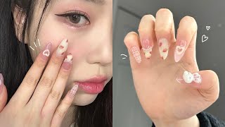 lets do gel nails at home 3D strawberry bunny nails  ˘͈ ᵕ ˘͈♡ nail therapy ep 14 [upl. by Beal]