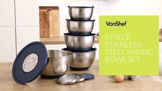 VonShef 5 Piece Mixing Bowl Set [upl. by Nner306]