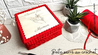 Comment faire une boîte panière rigide carré au crochet facile tutoriel debutant pas à pas diy [upl. by Casaleggio875]