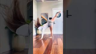 Flipping my dog 🤸‍♀️ yogadownwarddog threeleggeddog bridge balance [upl. by Hallutama]