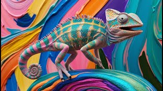 Colorful Chameleons chameleon painting [upl. by Eceinahs]