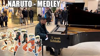 NARUTO MEDLEY on a public PIANO  Karlsruhe Germany [upl. by Eenel561]