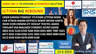 Daily KLSE BURSA UPDATE  1362024💥AGMO SNS JV TO PROVIDE AIPOWERED SOLUTION💥LCTITAN BIG REBOUND💥 [upl. by Koller206]