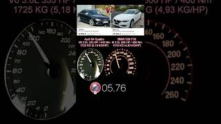 Audi S4 B8 Quattro 333 HP vs BMW 335i F30 306 HP acceleration [upl. by Diley]