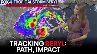 Tropical Storm Beryl Updated timing track North Texas impact [upl. by Holey]