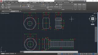 AutoCAD 2D how to draw bolt and nut autoCAD training part1 [upl. by Yoj]