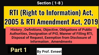 RTI  Right to Information Act 2005  RTI Amendment Act 2019  Part 1  RTI Sections 18 [upl. by Siva]