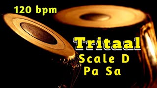 Tritaal  120 bpm  Scale D  With Tanpura Pa Sa  HD Quality Sound  Tabla Online [upl. by Haynes728]