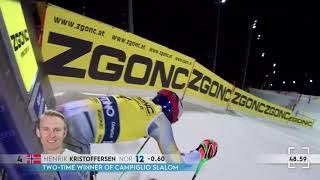 Henrik Kristoffersen wins Slalom in Madonna di Campiglio Italy from 12th place in first run [upl. by Wack]