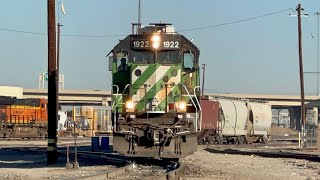 BNSF SD402 1922 switches a cut of cars at Glendale AZ [upl. by Ennavoj382]