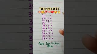 Multiplication table of 38💥😍💯🧠❤💥 maths table multiplication tabletrick mathstricks foryou [upl. by Letitia]