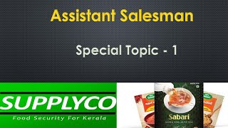 Assistant Salesman  Special Topics  1  Supplyco  Important Facts  Kerala PSC [upl. by Natsyrk]