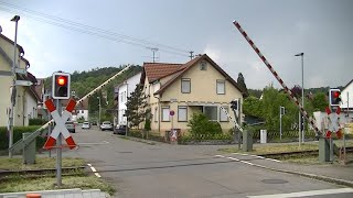 Spoorwegovergang Frickenhausen D  Railroad crossing  Bahnübergang [upl. by Orose]