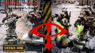 Sons of Horus amp Death Guard Vs Iron Hands amp Ultramarines Horus Heresy 7th Edition Battle Report [upl. by Adhern507]