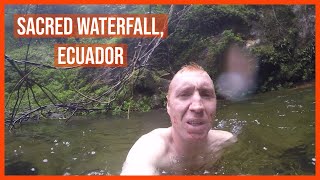 Swimming in the Shuar Tribes sacred waterfall Macas Ecuador [upl. by Nyrahs848]