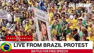 Massive protest in Brazil against authoritarian censorship by Their Corrupt Government [upl. by Maidie]