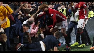 Marouane Fellaini rushes to help woman crushed during Manchester Uniteds victory goal [upl. by Aivekal615]