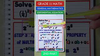 2ND PART GRADE 11 GENERAL MATHEMATICS SOLVING EXPONENTIAL EQUATION [upl. by Nawuq645]