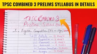 TPSC Combined 3 Prelims Syllabus in Details  TPSC Combined 3 Syllabus [upl. by Eniruam]