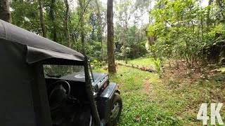 POV Off Road  36 year Old Mahindra Jeep  Clearing Obstacles on the Way  4K  ASMR  Rubber Plants [upl. by Eidassac944]