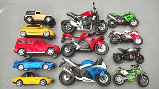 Various Diecast Model Cars amp Bikes Honda Bikes Suzuki GSX Jeep Fiat 500 BMW Car Mercedes 161 [upl. by Ajdan592]