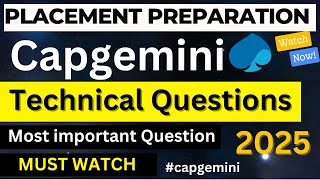 Capgemini Technical Questions  Placement Preparation capgemini technicalquestion [upl. by Ayhdiv897]