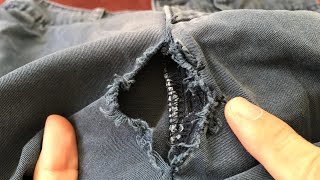 Learn How to sewing hole with black yarn on crotch of pants sewing repair crotch [upl. by Lorre]