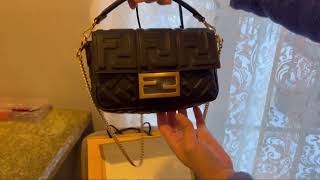 Unboxing Fendi Baguette Mini Black Leather Bag [upl. by Quita475]