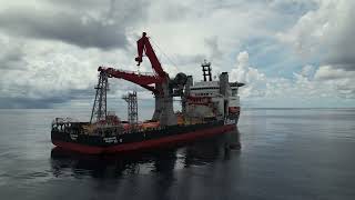 Starboard low view of offshore construction vessel Fortitude [upl. by Sices]