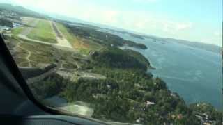 Wideroe Dash 8300 cockpit view landing Bergen [upl. by Mountfort]