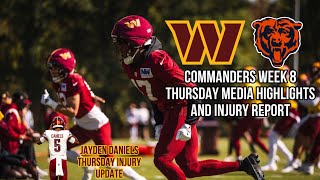 Commanders Week 8 Thursday Press Conference Highlights amp Injury Report Jayden Daniels Injury Update [upl. by Ykciv]