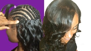 How to Secret for Full Weave Sew In wFLAT Invisible Wefts  No Glue [upl. by Geirk]