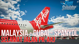 Pemindahan Pesawat A320 AirAsia Indonesia Malaysia Dubai Spanyol  Microsoft Flight Simulator 2020 [upl. by Novaj567]