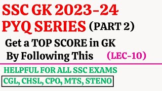 GK PYQ SERIES FOR SSC CGLCHSLCPOMTSSTENO  Lecture 10  PARMAR SSC [upl. by Noyr560]