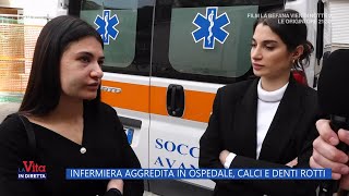 Infermiera aggredita in ospedale calci e denti rotti  La vita in diretta 05012024 [upl. by Sheply]