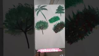 How to paint with fan brush fan brush using tricks fanbrushpainting treeplanting painting art [upl. by Azitram288]