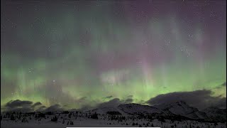 Northern Lights from the Sunshine Village Aurora Cam on the morning of 20210320 [upl. by Nonnelg]