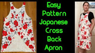 You Dont Need To Be A Seamstress To Make This Japanese ApronCross Back Apron Easy DIY Pattern [upl. by Quenna]