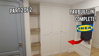 Part 2 of 2 Builtin IKEA PAX Wardrobe with custom pine floating shelves [upl. by Ardnazxela]